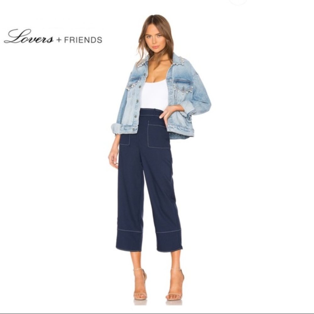 Lovers + Friends Navy wide pants size small NWT